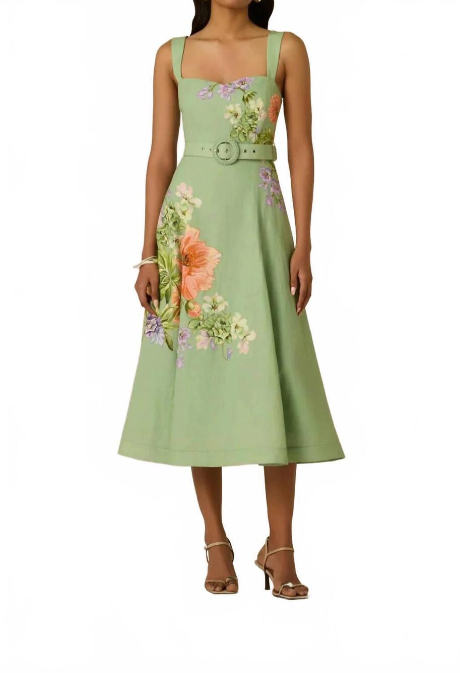 NEW HEMANT & NANDITA cove buckle midi dress in green